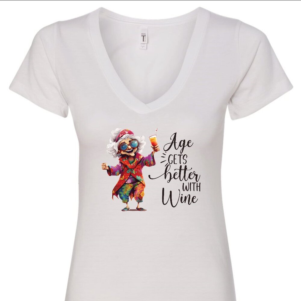 Age Gets Better With Wine V-Neck T-Shirt